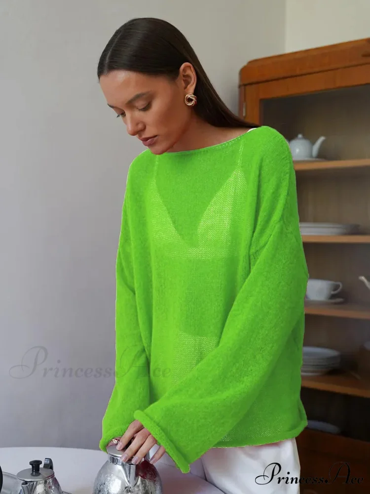 Empty Transparent Round-neck Long Sleeve Sweater - Image 18