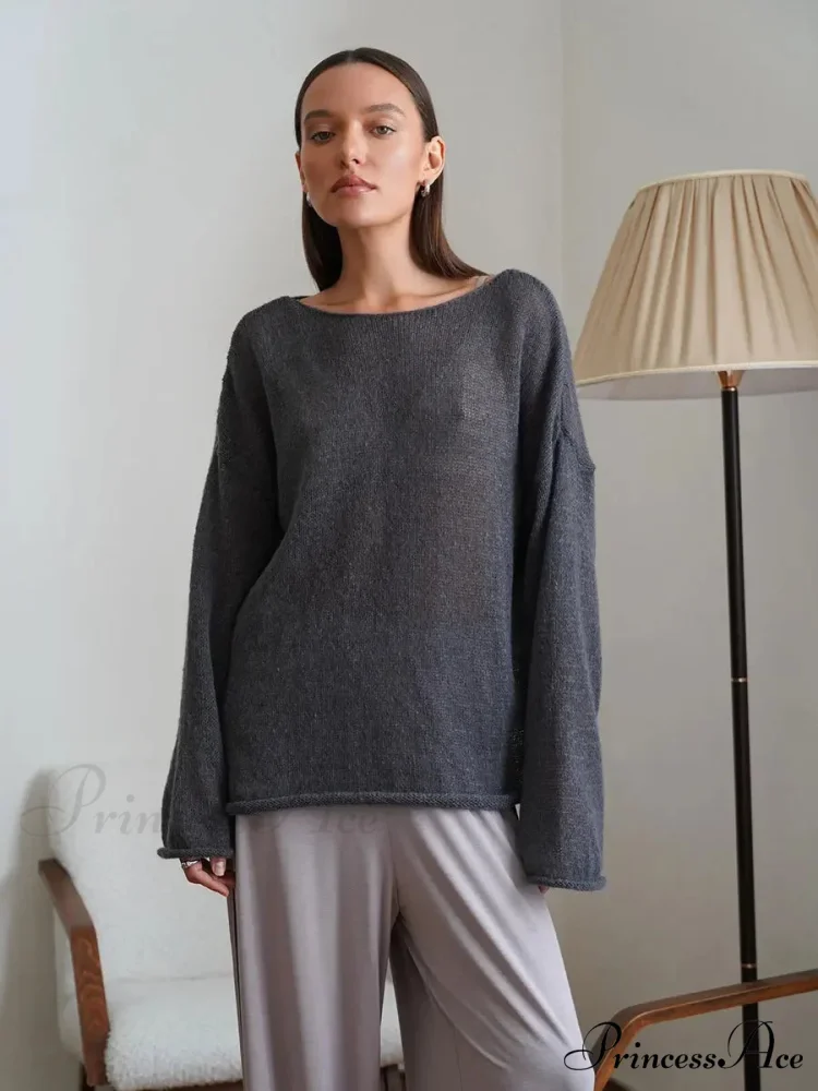 Empty Transparent Round-neck Long Sleeve Sweater - Image 19