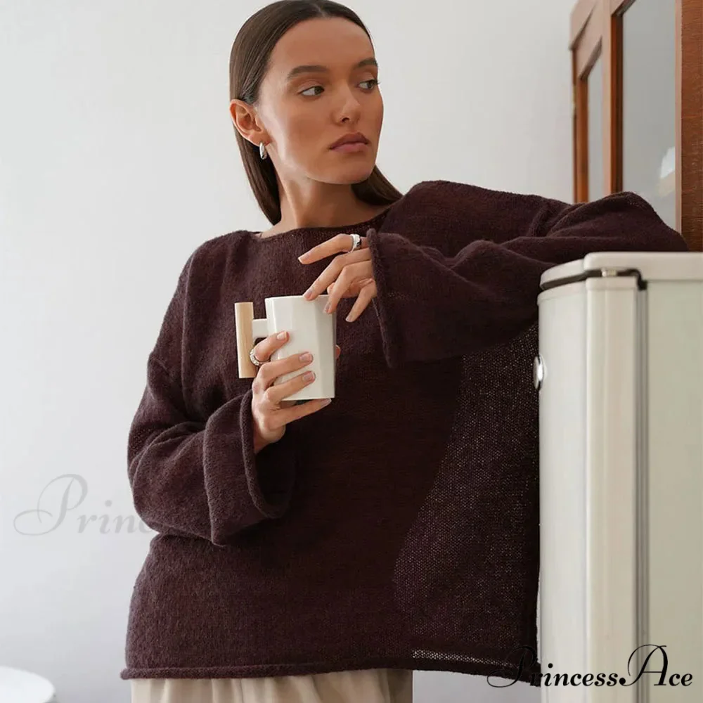 Empty Transparent Round-neck Long Sleeve Sweater - Image 2