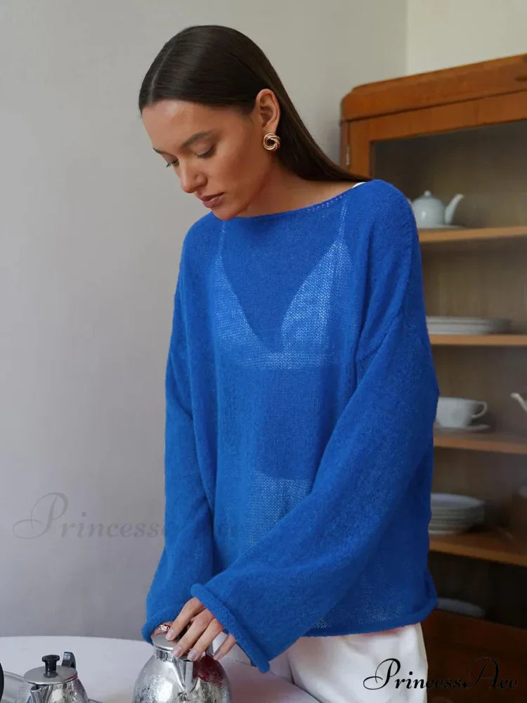 Empty Transparent Round-neck Long Sleeve Sweater - Image 20