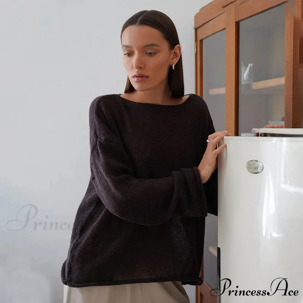Empty Transparent Round-neck Long Sleeve Sweater - Image 3