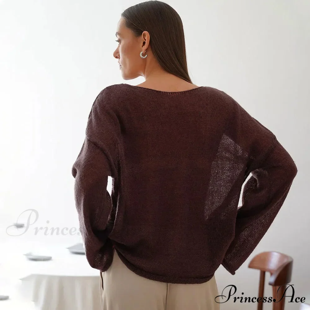 Empty Transparent Round-neck Long Sleeve Sweater - Image 4