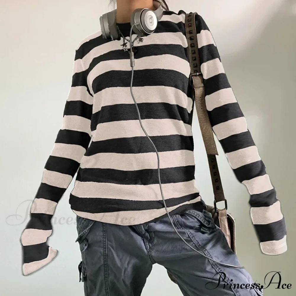 Enchanting Edgy Knit Oversized Banded Long Sleeve Crewneck Knit Top - Image 5