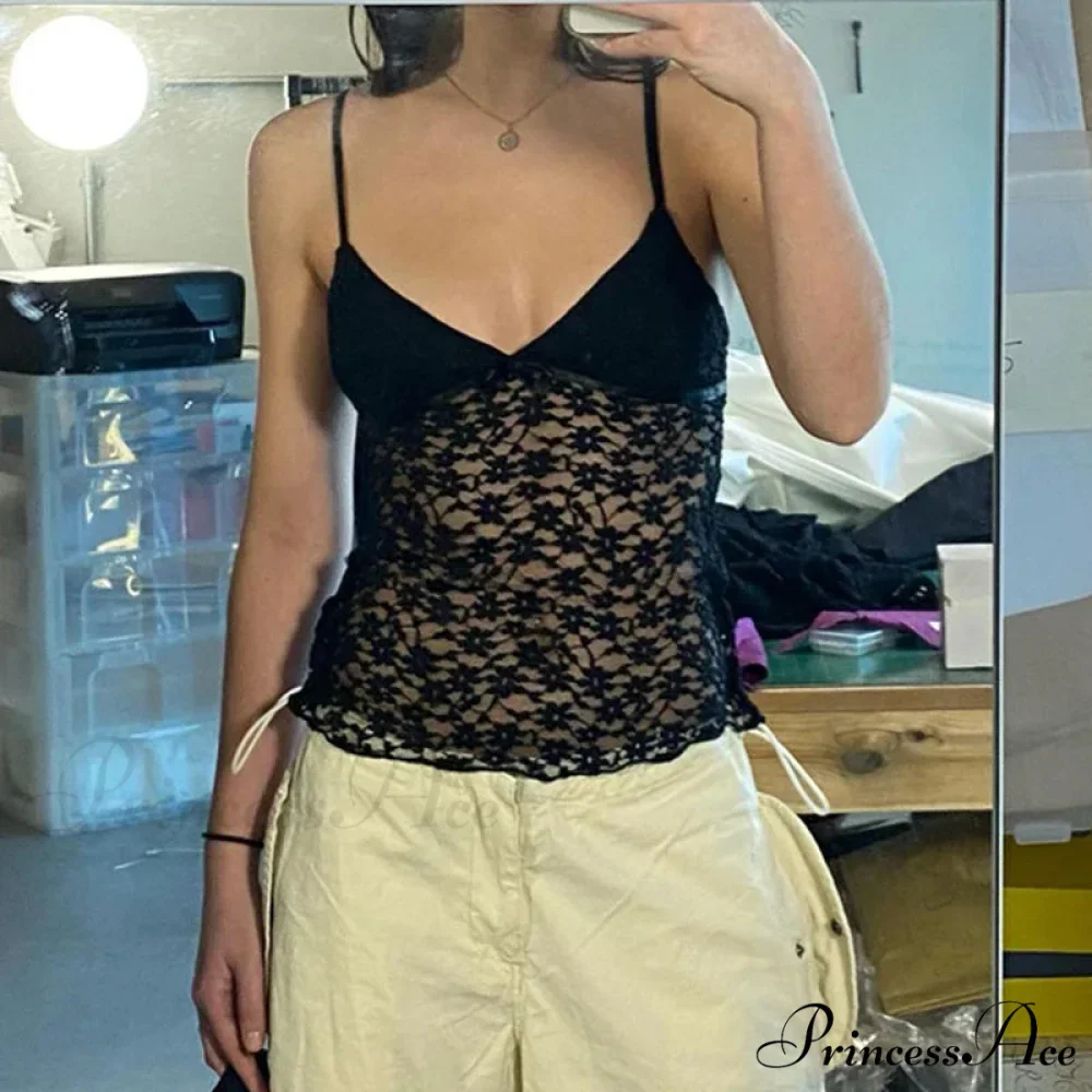 Enchanting Flowery Lace Mesh V Neck Crop Top - Image 2
