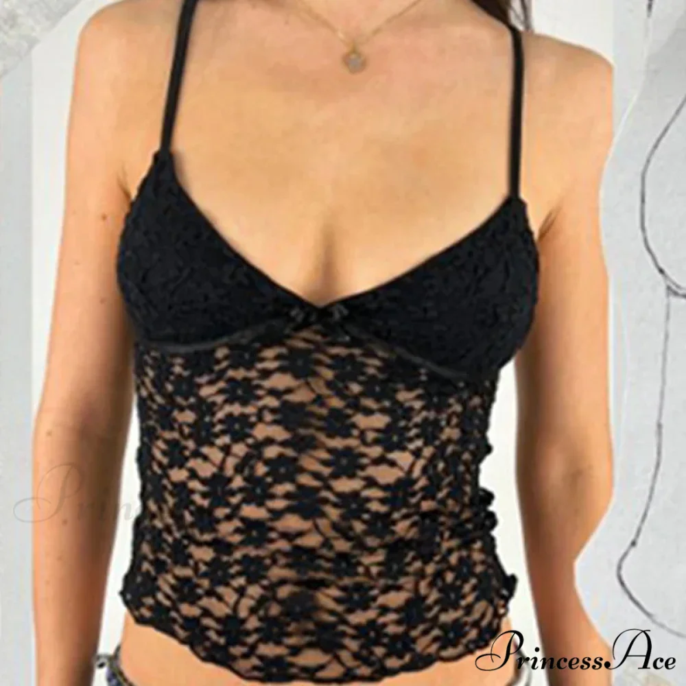 Enchanting Flowery Lace Mesh V Neck Crop Top - Image 3