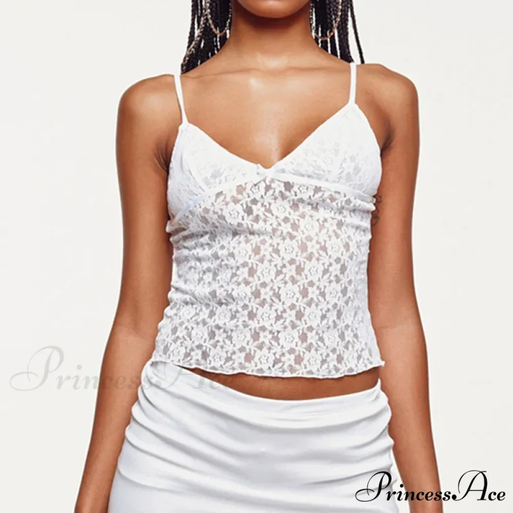 Enchanting Flowery Lace Mesh V Neck Crop Top - Image 5