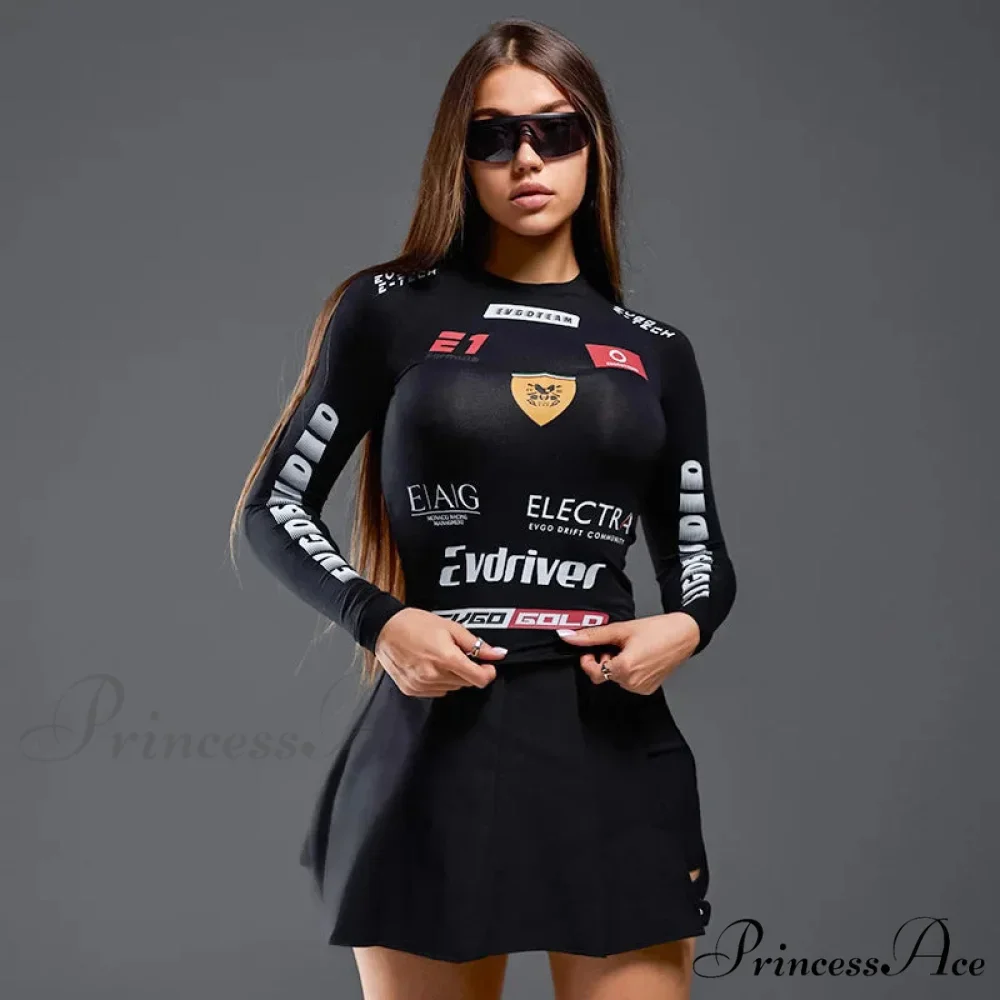 European American Motorcycle Style Correspondence Slim Knit Top - Image 4