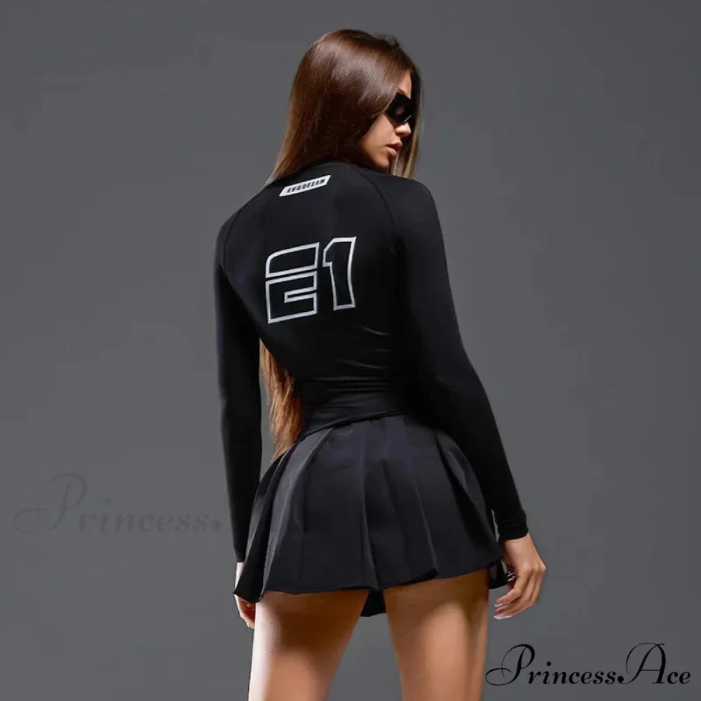 European American Motorcycle Style Correspondence Slim Knit Top - Image 5