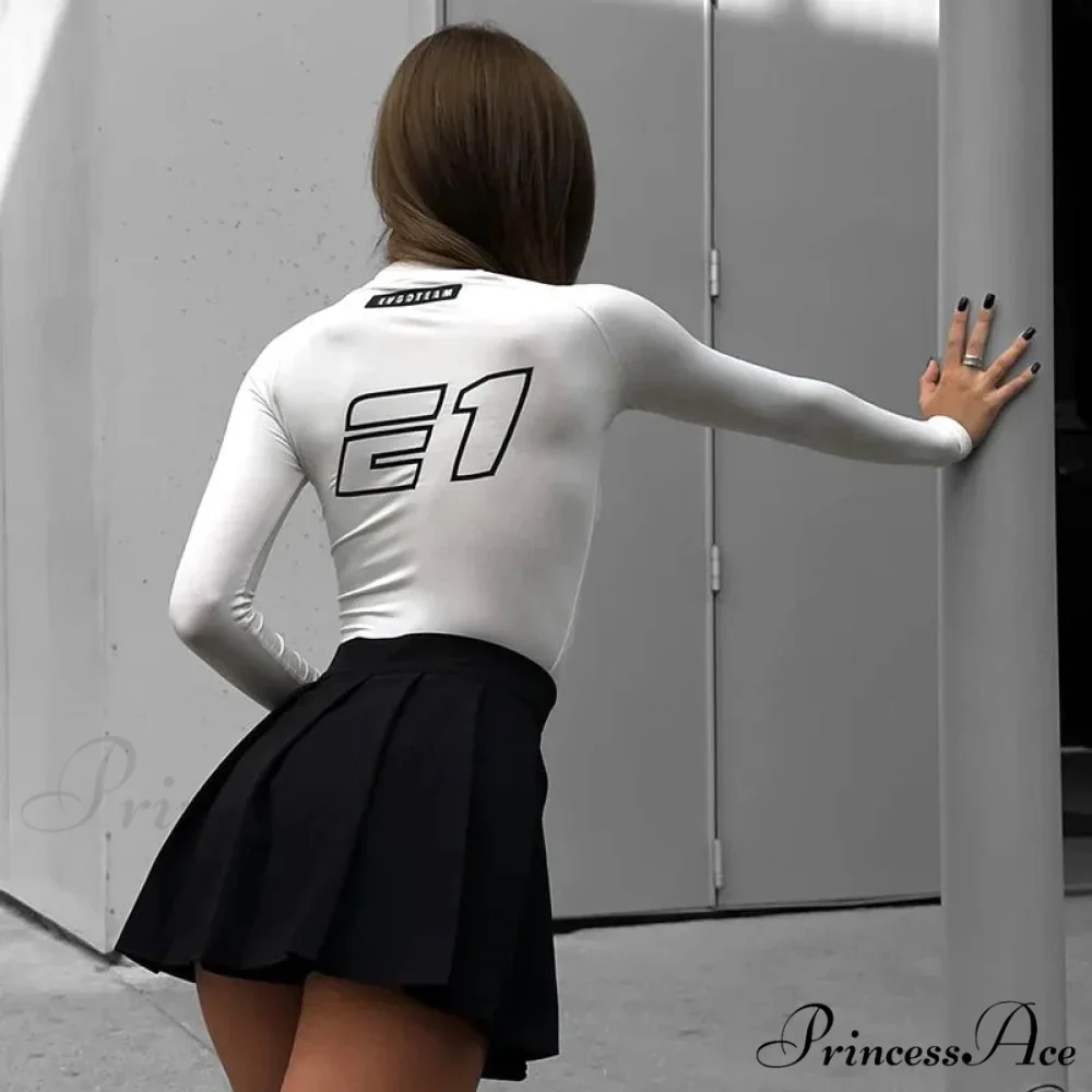 European American Motorcycle Style Correspondence Slim Knit Top - Image 6