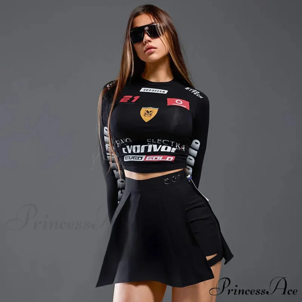 European American Motorcycle Style Correspondence Slim Knit Top - Image 7