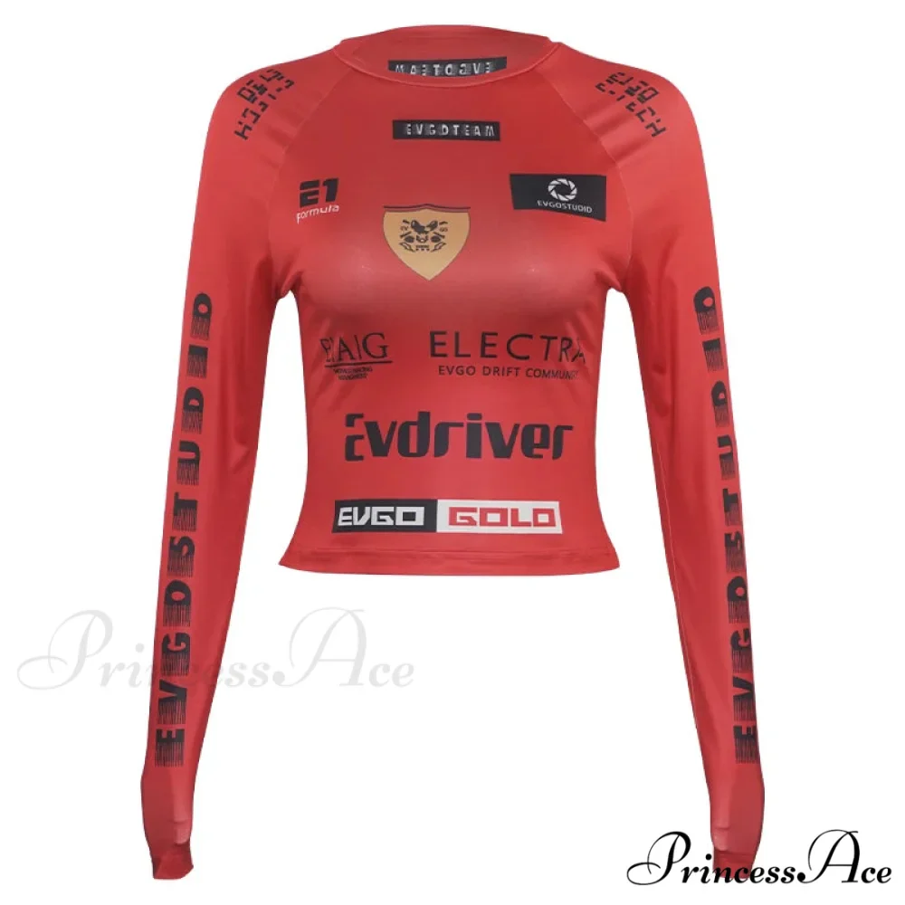 European American Motorcycle Style Correspondence Slim Knit Top - Image 9