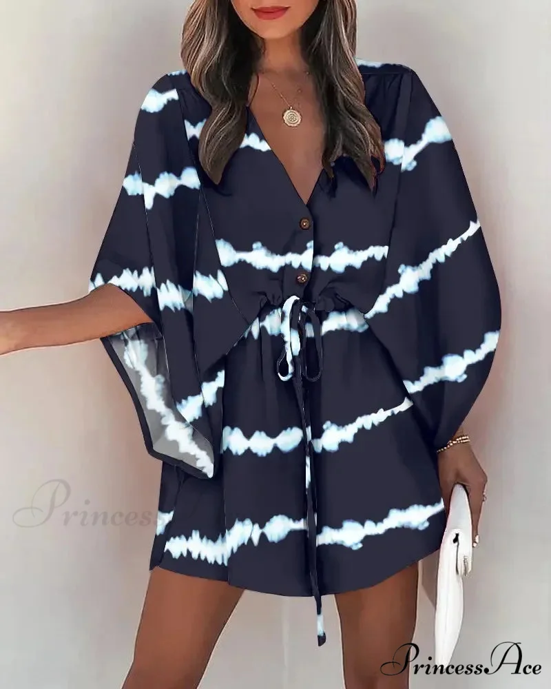 European Stylish Print V-neck Holiday Dress - Image 10