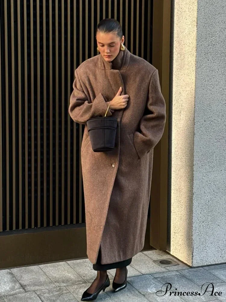 Extended Scarf Wool Mix Coat - Image 5