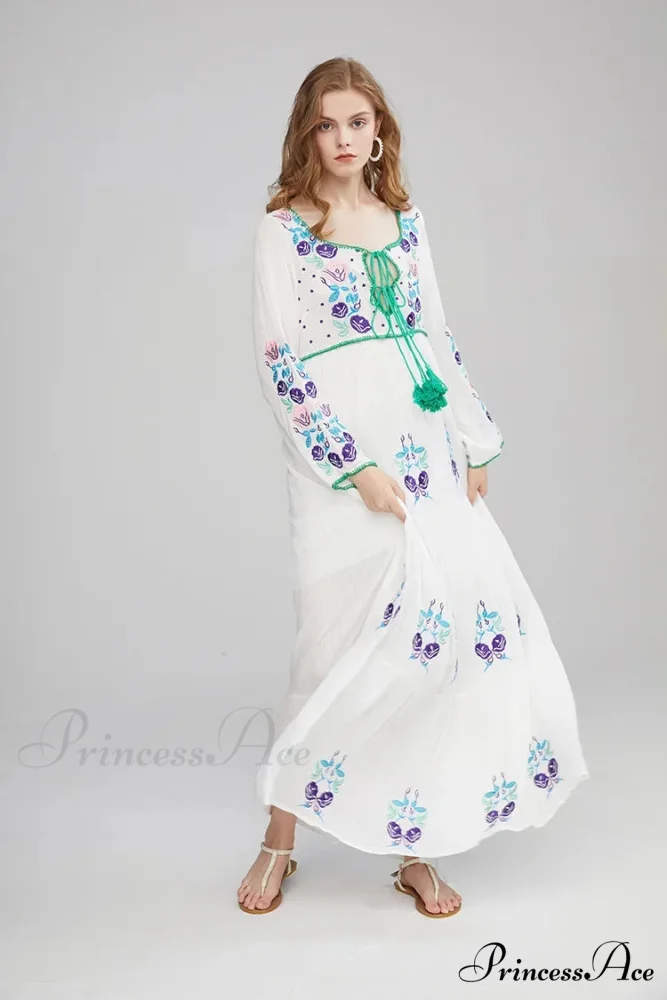 Extended Sleeve Cultural Tunic Full-Length Dress - Image 6