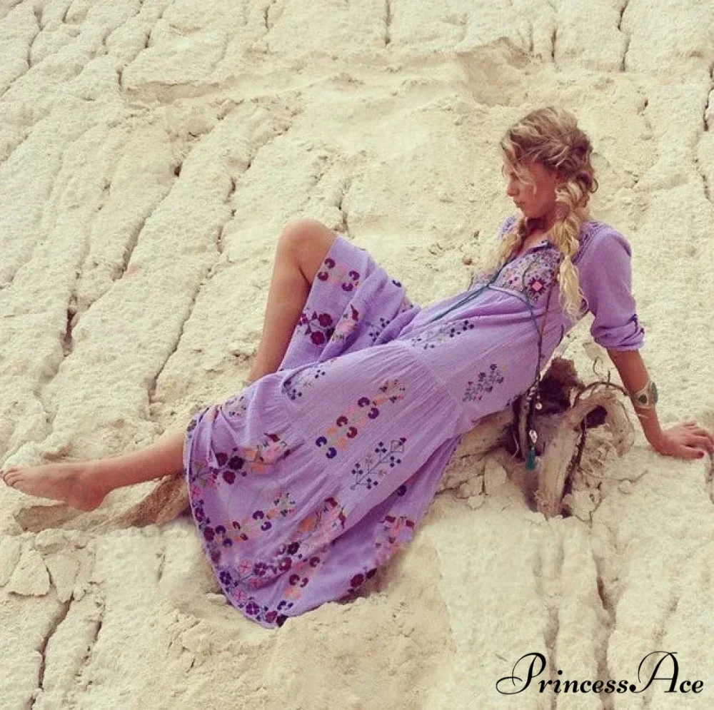 Extended Sleeve Cultural Tunic Full-Length Dress - Image 9