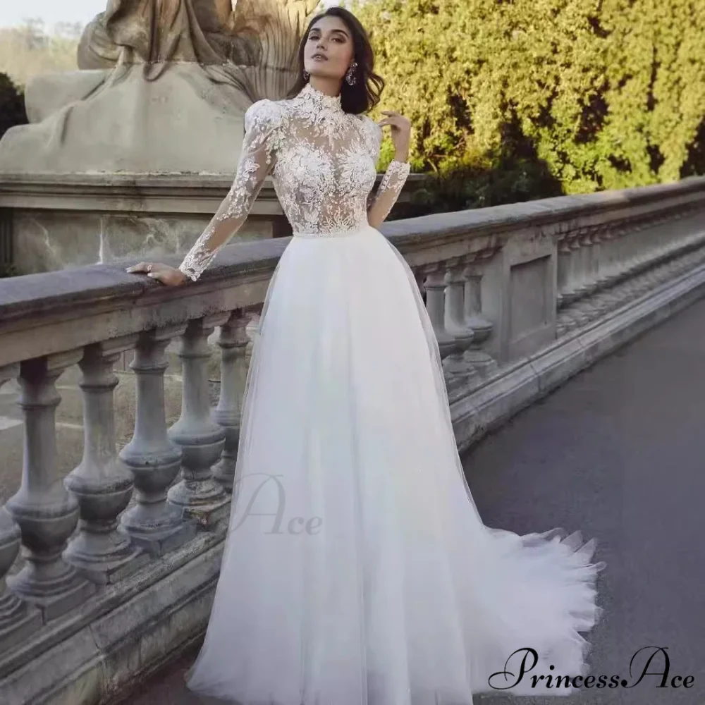 Extended Sleeve French Royalty Wedding Gown - Image 3