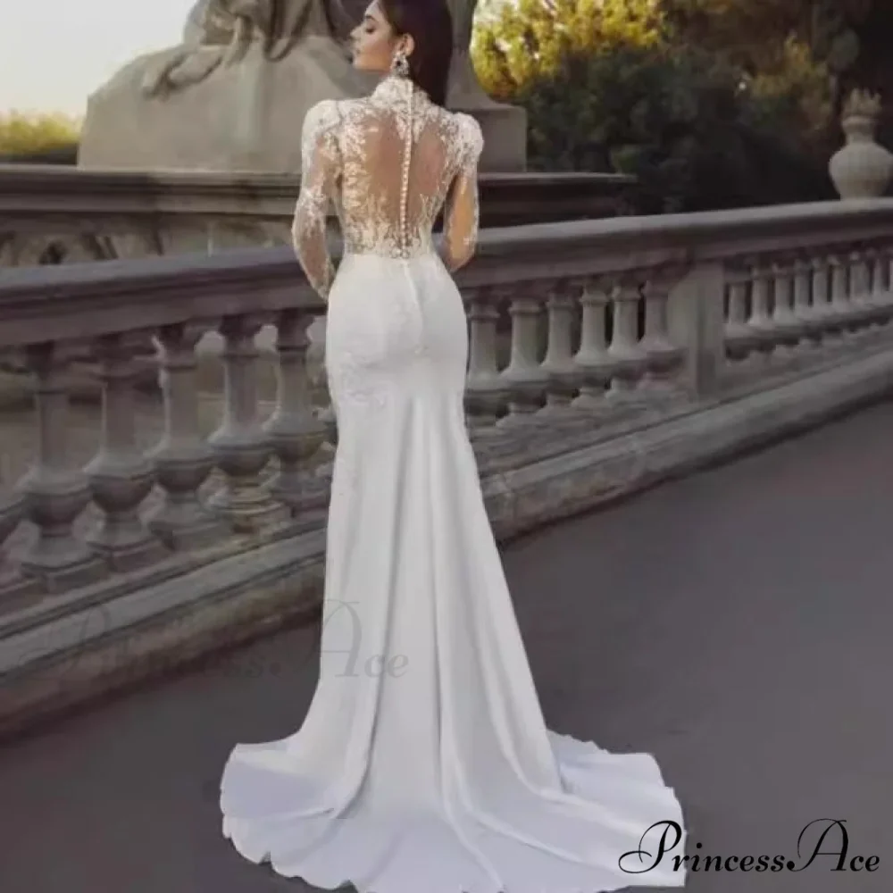 Extended Sleeve French Royalty Wedding Gown - Image 4