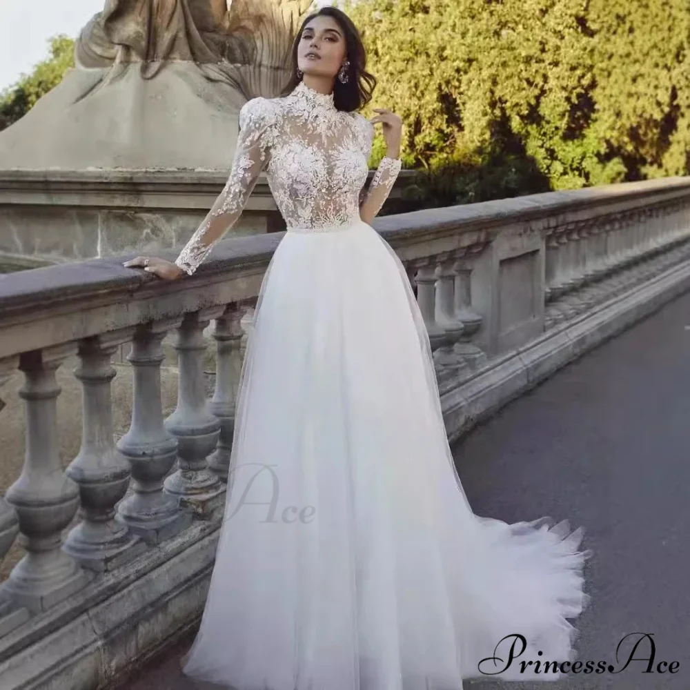 Extended Sleeve French Royalty Wedding Gown - Image 5