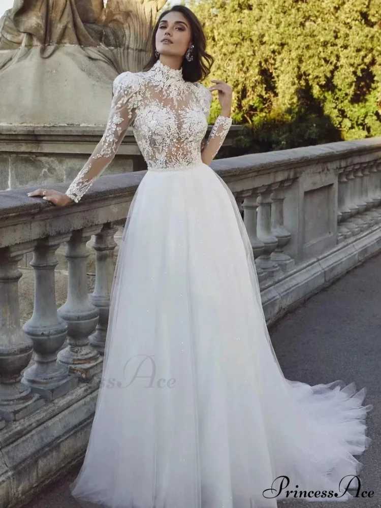 Extended Sleeve French Royalty Wedding Gown - Image 6
