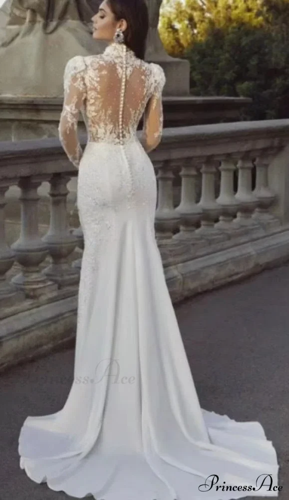 Extended Sleeve French Royalty Wedding Gown - Image 7