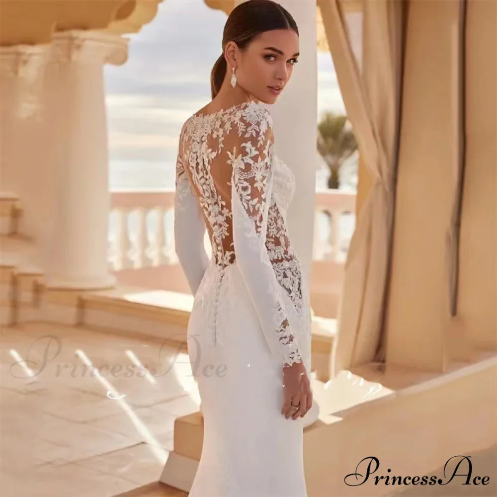 Extended Sleeve Stitched Seaside Wedding Gown - Image 3