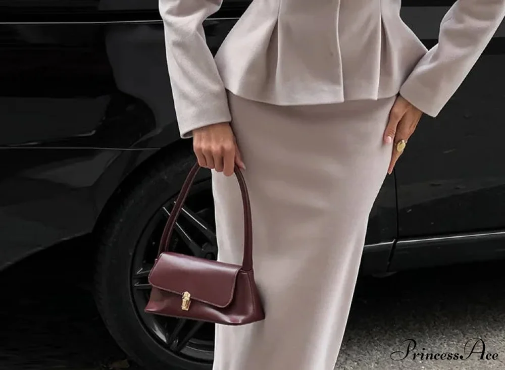 Fabric Blazer Zip Skirt Workplace Two Piece Set - Image 5