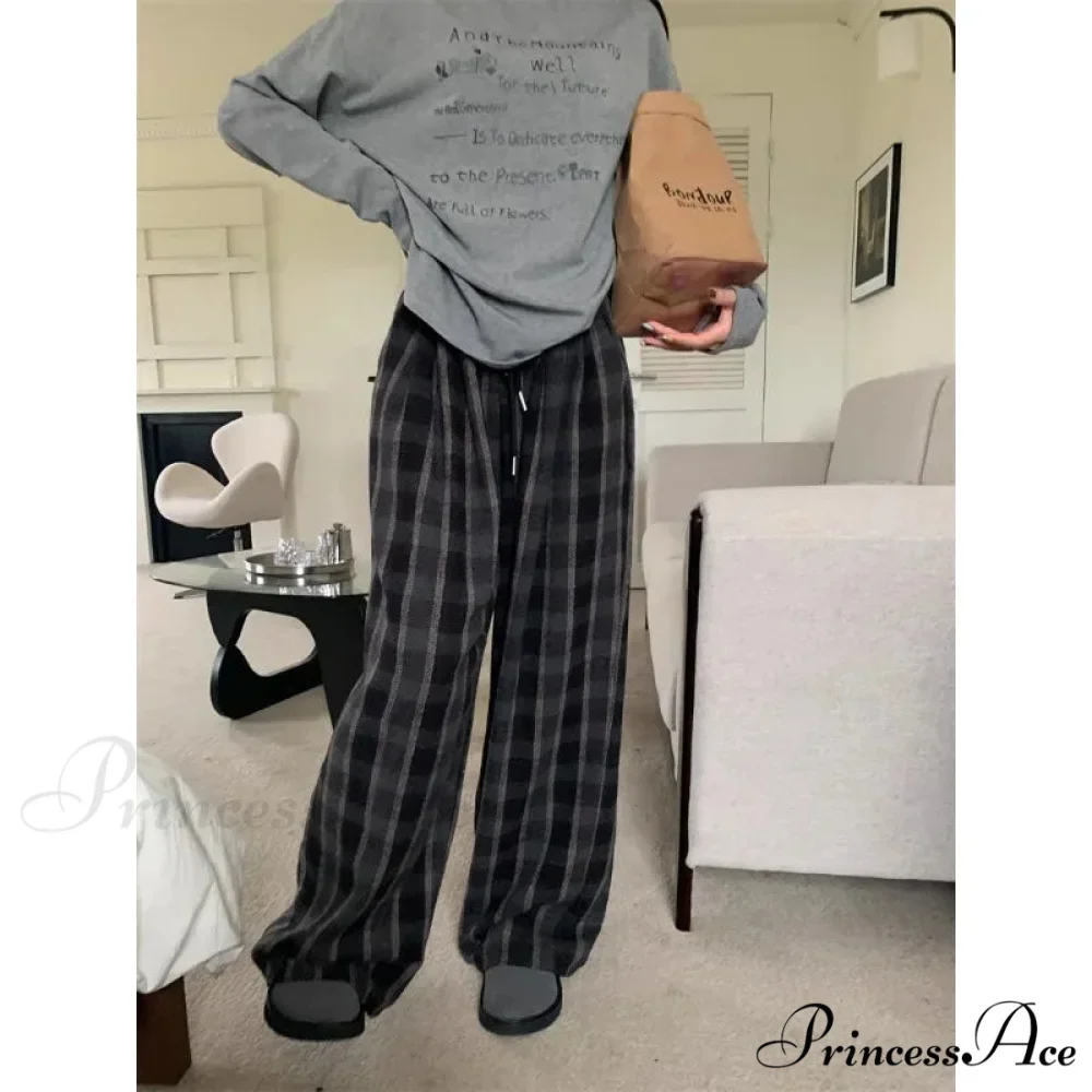 Fabric Checkered Retro Cold-Weather Trousers - Image 3