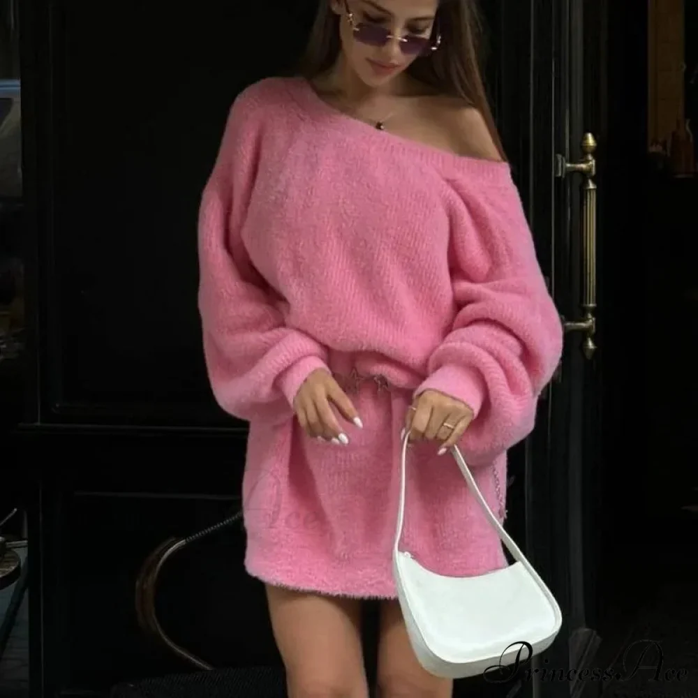 Fake Mink Off-Shoulder Jumper - Image 8