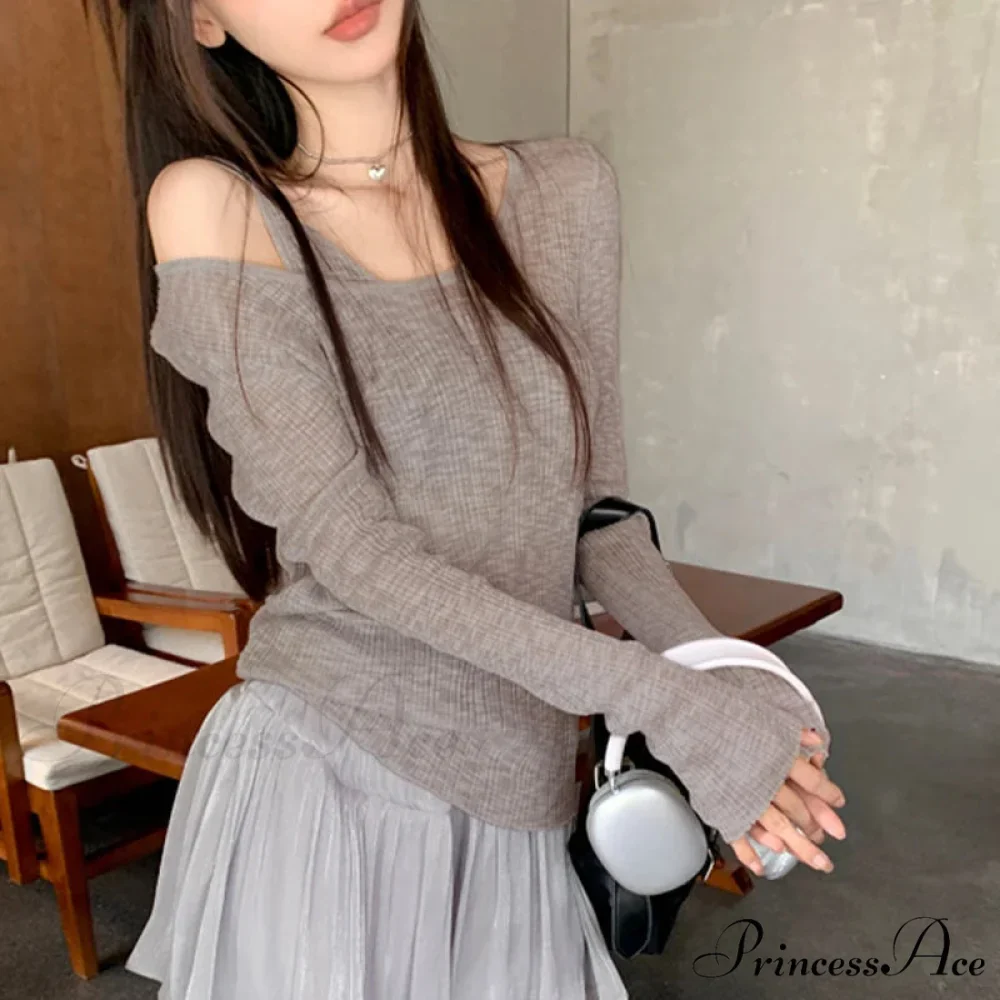 Fall Basic Informal Retro Extended Sleeve Knit Top - Image 3