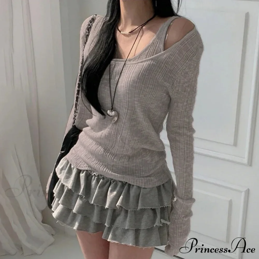Fall Basic Informal Retro Extended Sleeve Knit Top - Image 4