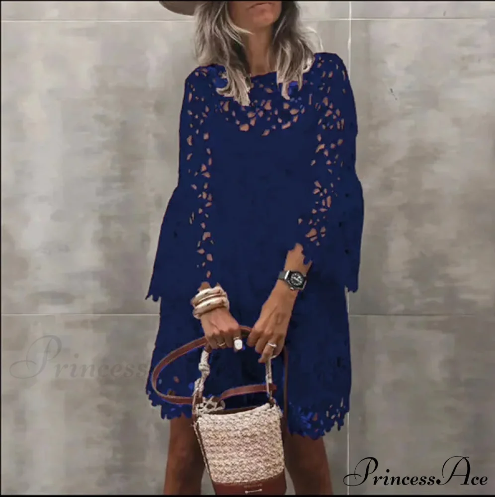 Fall Monochrome Lace Hollow Botanical Informal Botanical Dress - Image 6