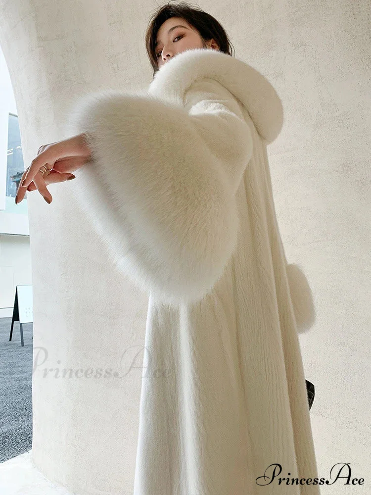 False Fur Fur Collar Baggy Cozy Overcoat - Image 2