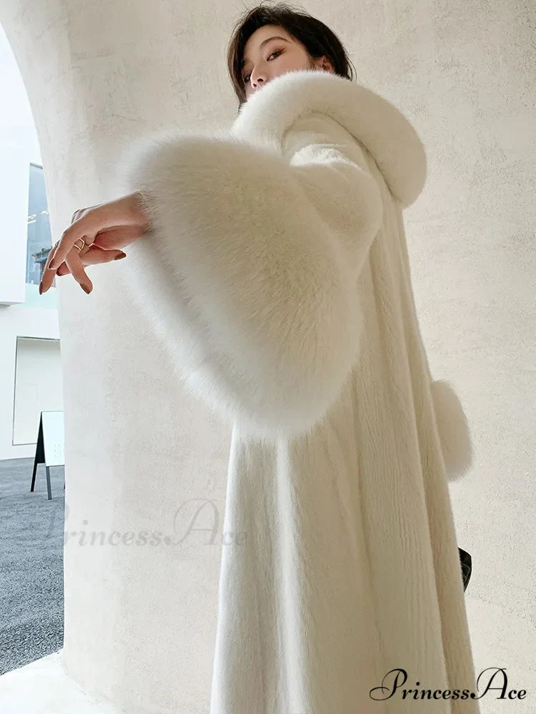 False Fur Fur Collar Baggy Cozy Overcoat - Image 3