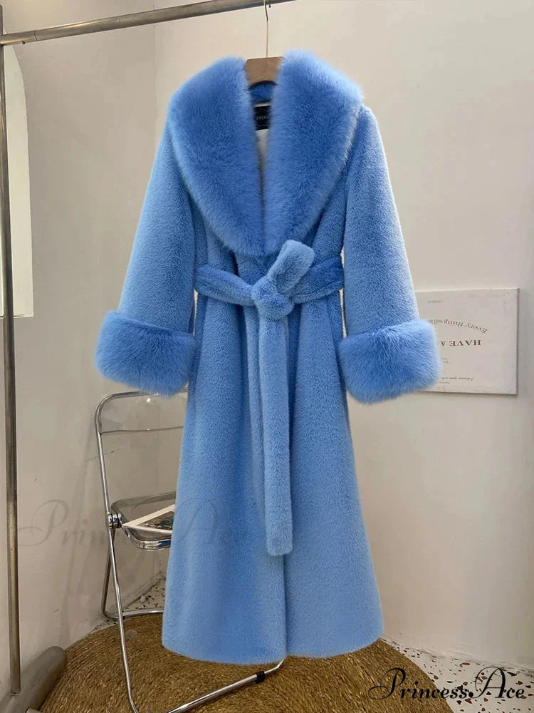 False Fur Fur Collar Baggy Cozy Overcoat - Image 4