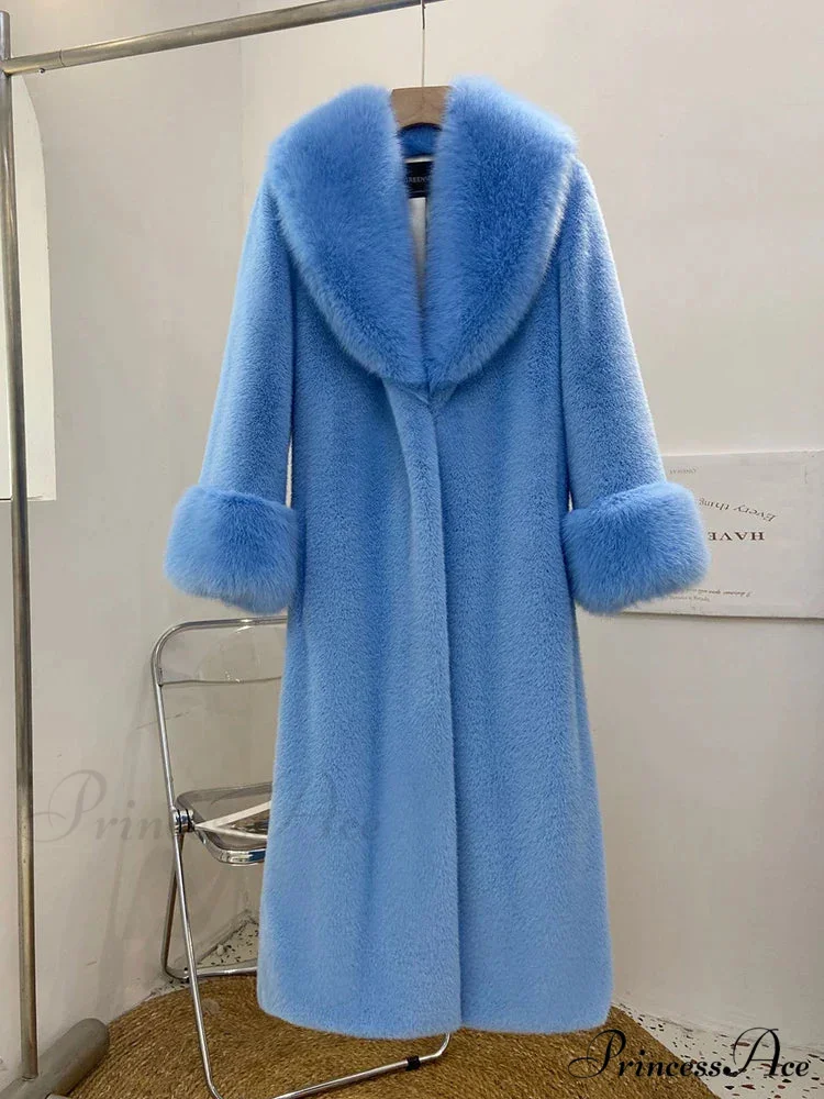 False Fur Fur Collar Baggy Cozy Overcoat - Image 5