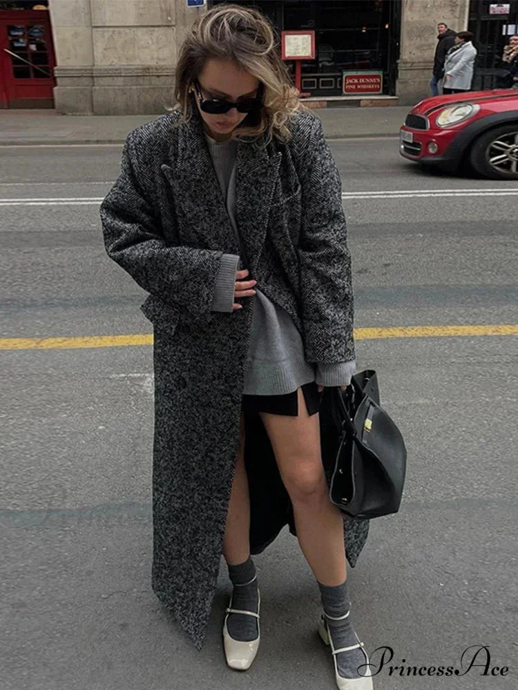 False Fur Lace-Up Patchwork Overcoat - Image 2