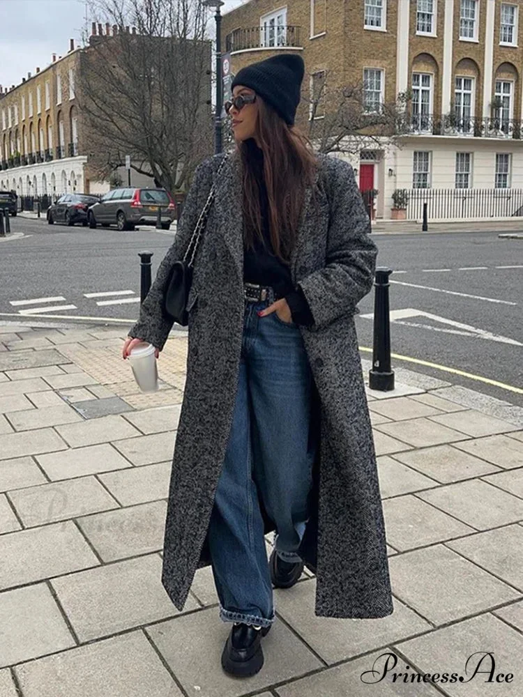 False Fur Lace-Up Patchwork Overcoat - Image 3