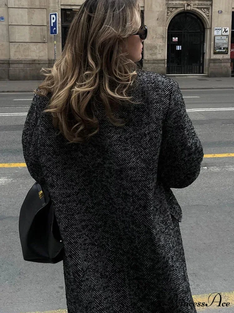False Fur Lace-Up Patchwork Overcoat - Image 4