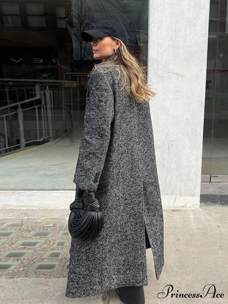 False Fur Lace-Up Patchwork Overcoat - Image 6