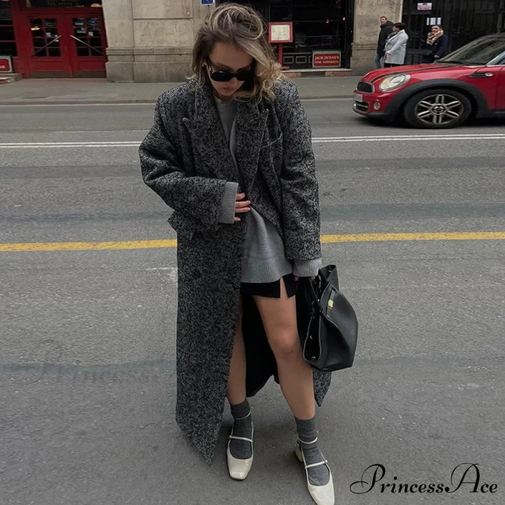 False Fur Lace-Up Patchwork Overcoat - Image 7