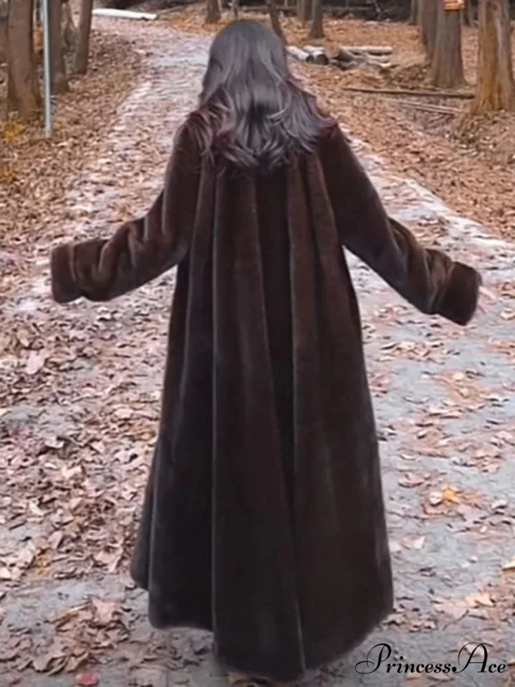 False Fur Lapel Soft Imitation Mink Overcoat - Image 2