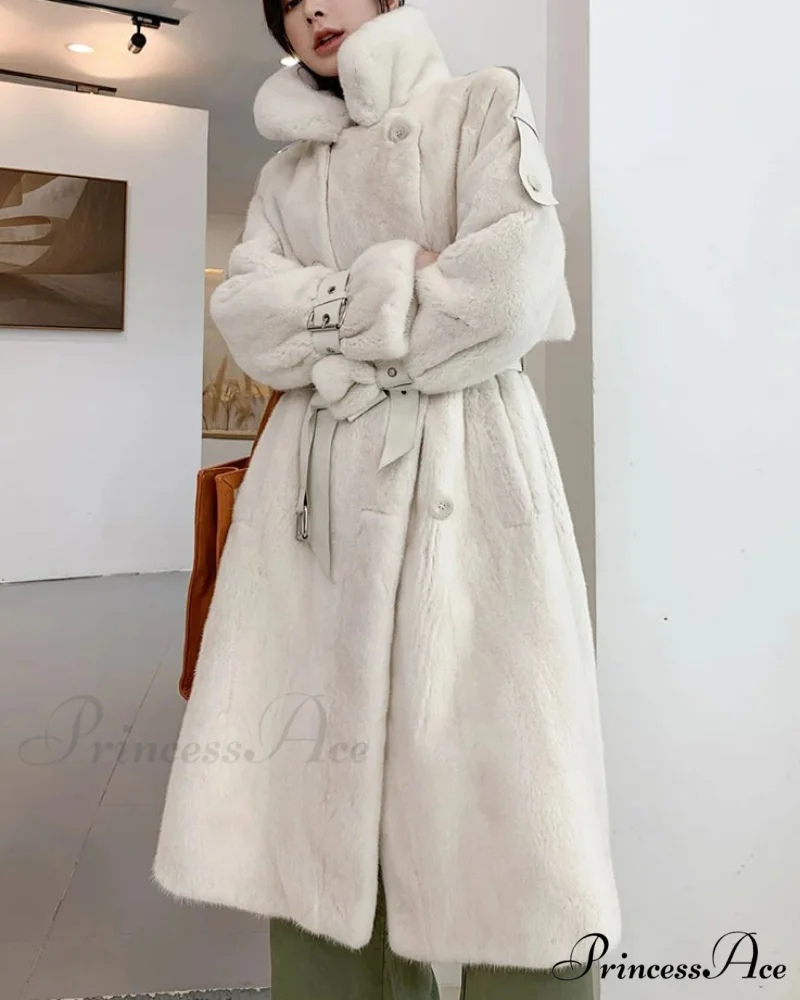 False Mink Fur Dense Winter Overcoat - Image 3