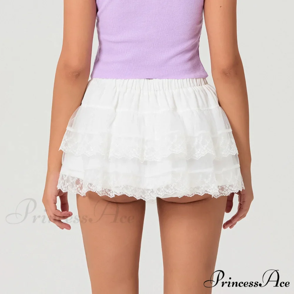 Fasten-Up Ribbon Mesh Frill Skirt - Image 2