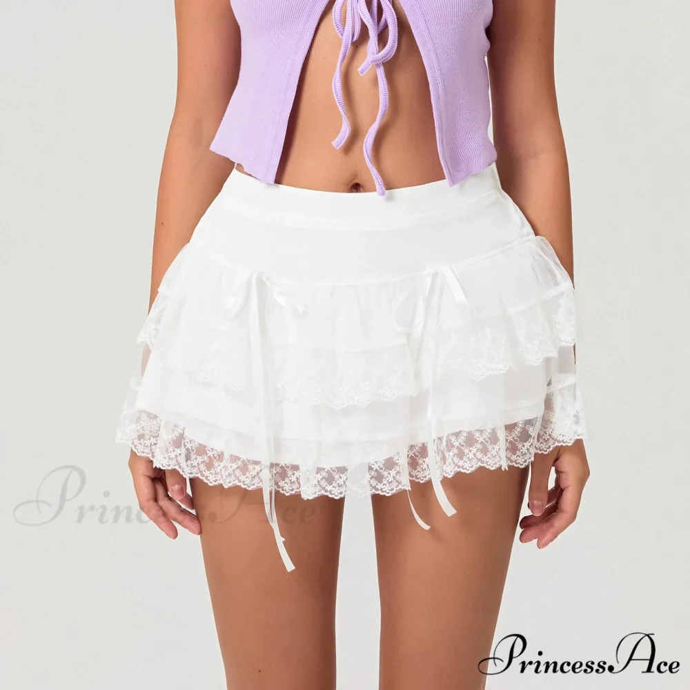 Fasten-Up Ribbon Mesh Frill Skirt - Image 5