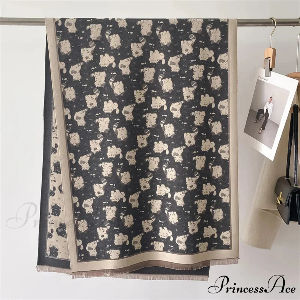 Feline Pattern Cashmere Winter Cozy Scarf - Image 4