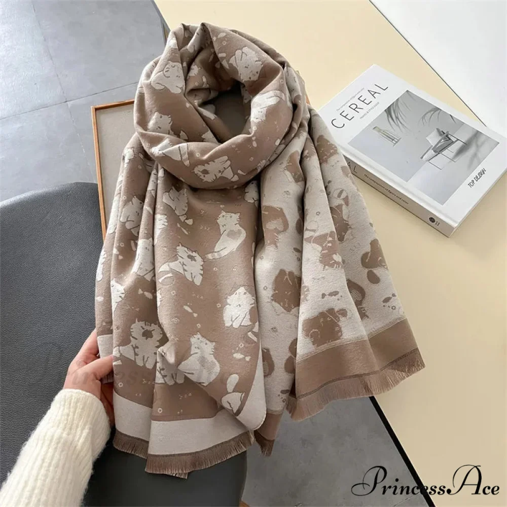 Feline Pattern Cashmere Winter Cozy Scarf - Image 6
