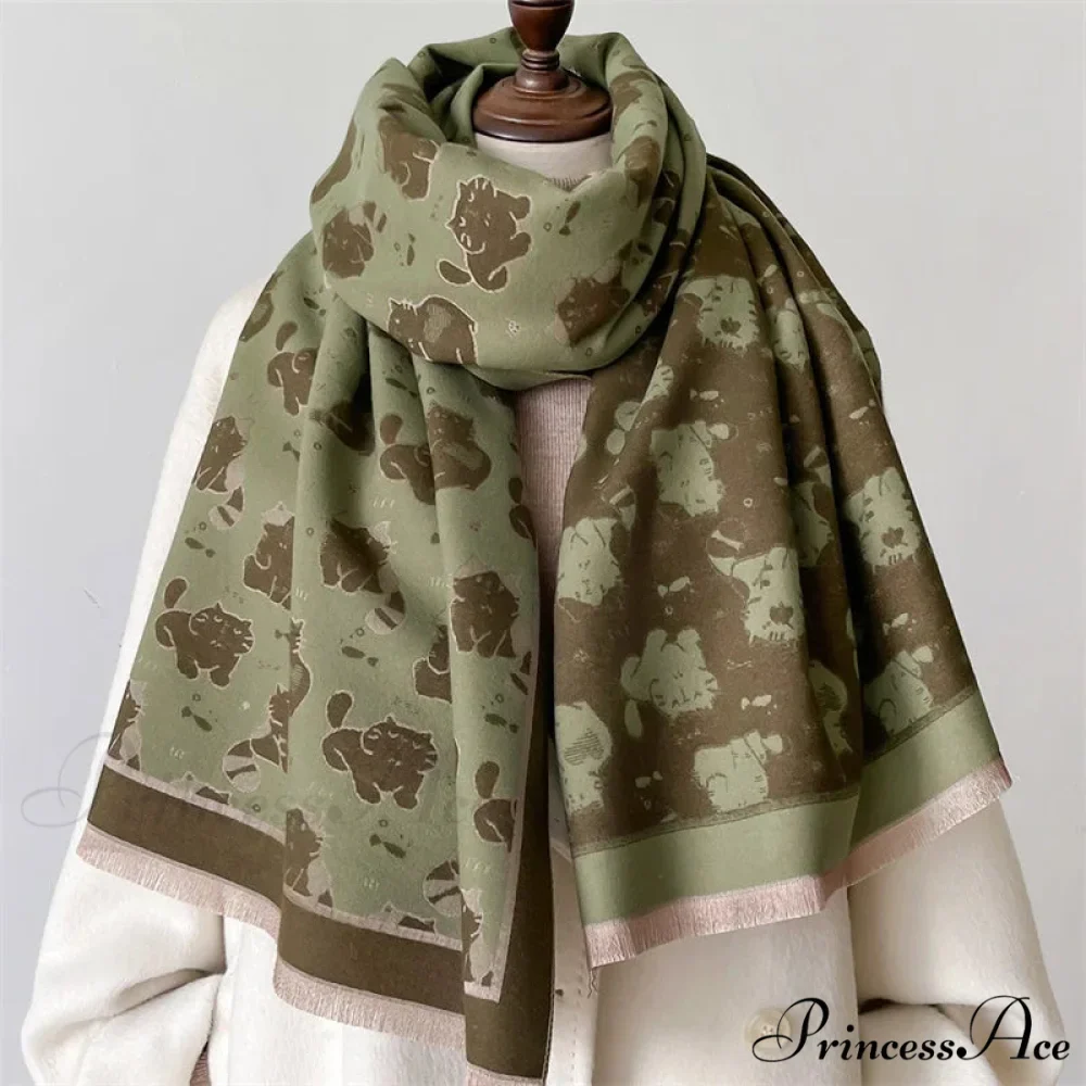 Feline Pattern Cashmere Winter Cozy Scarf - Image 7