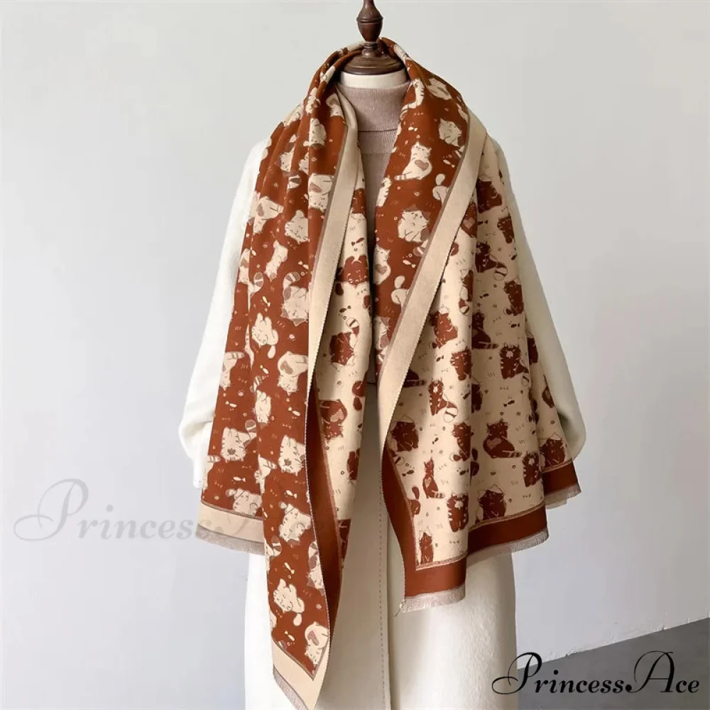 Feline Pattern Cashmere Winter Cozy Scarf - Image 8