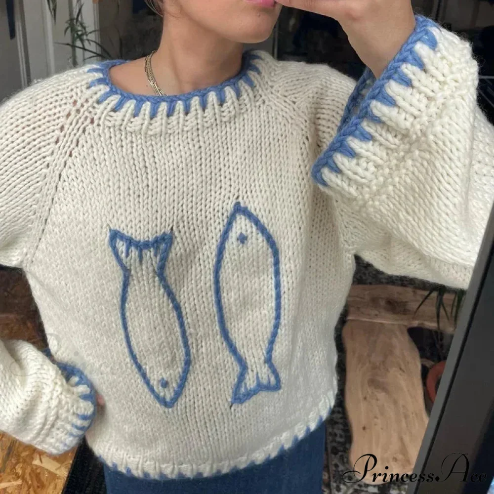 Fish Different Shade Crew Neck Cozy Jumper - Image 2