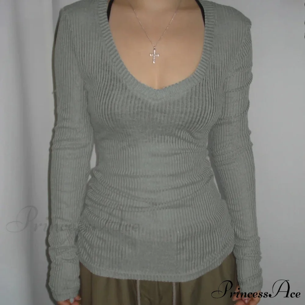 Fitted Cropped Sheer V-neck Blouse Women - Image 5